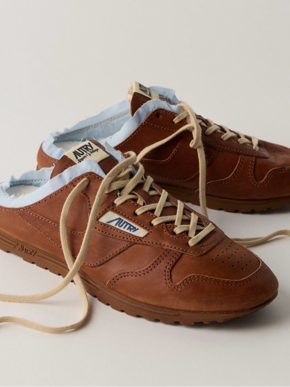 Autry Super Vintage Windspin Mule Sneakers in Brown Leather NEW Size 39EU